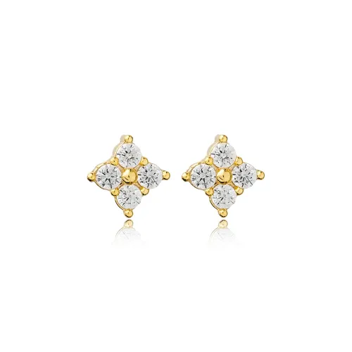 CZ Flower Earrings in 925 Sterling Silver