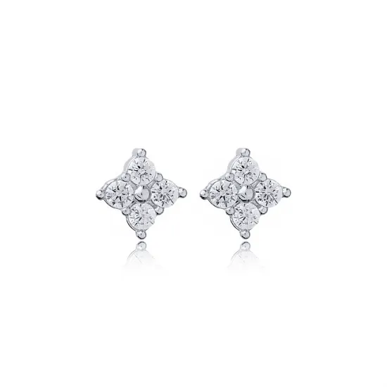 CZ Flower Earrings in 925 Sterling Silver CZ Flower Earrings in 925 Sterling Silver