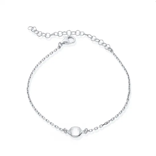 Clear CZ Round 925 Sterling Silver Bracelet