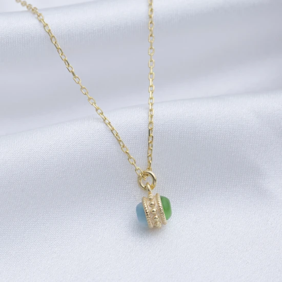 Double Color Ball Woman 925 Sterling Silver Necklace Double Color Ball Woman 925 Sterling Silver Necklace