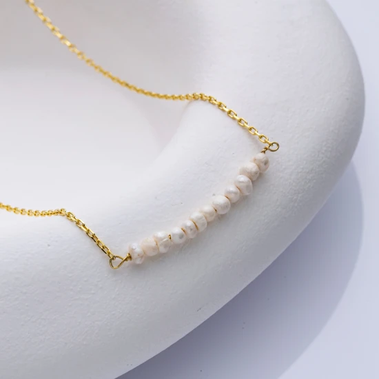 Multiple Minimalist Natural Pearls 925 Silver Necklace