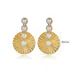 Golden Sunburst Pearl Vintage Sterling Silver Earrings | 925 Sterling Silver Wholesale | Sade Silver Golden Sunburst Pearl Vintage Sterling Silver Earrings - Sade 925 Silver Jewelry