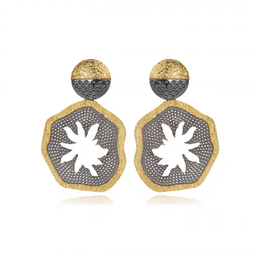 Floral Design 925 Silver Vintage Earrings