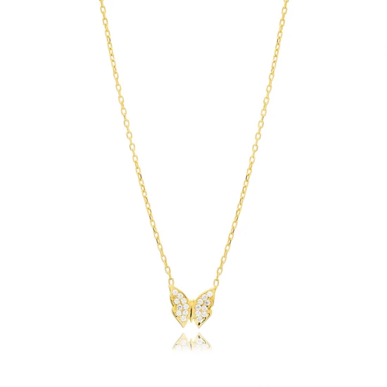 Butterfly Clear CZ 925 Sterling Silver Necklace - Sade 925 Silver Jewelry