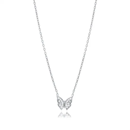 Butterfly Clear CZ 925 Sterling Silver Necklace Butterfly Clear CZ 925 Sterling Silver Necklace
