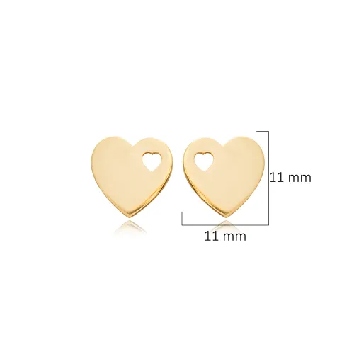 Laser Cut Plain Heart 925 Sterling Silver Earrings
