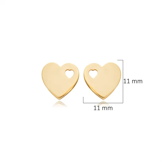 Laser Cut Plain Heart 925 Stud Earrings