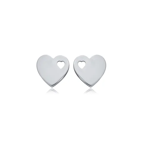 Laser Cut Plain Heart 925 Sterling Silver Earrings