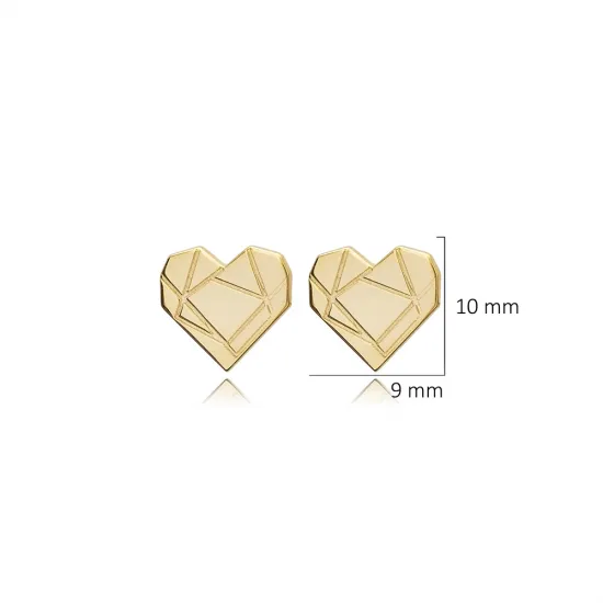 Heart Origami Design Silver Stud Earrings Heart Origami Design Silver Stud Earrings