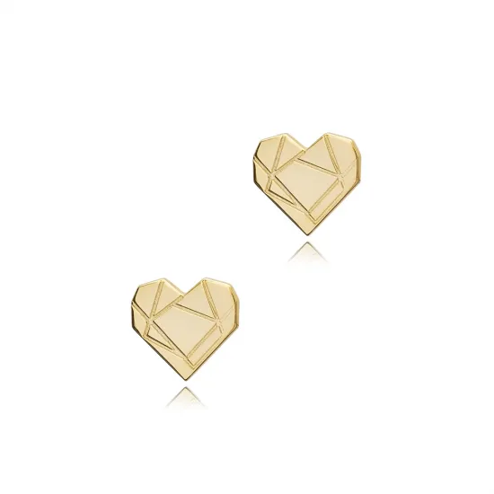 Heart Origami Design Silver Stud Earrings Heart Origami Design Silver Stud Earrings