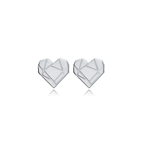 Heart Origami 925 Sterling Silver Earrings