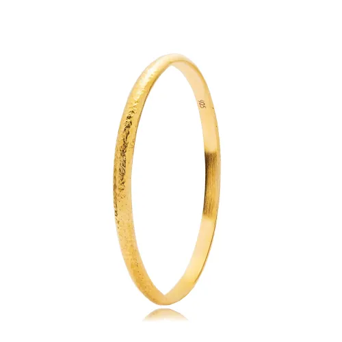 22 Karat Gold Plain 71mm Vintage Sterling Silver Bangle