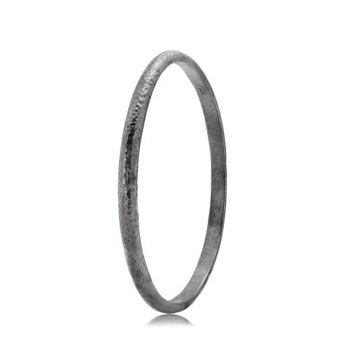 Oxidized Plain 71mm Vintage 925 Sterling Silver Bangle