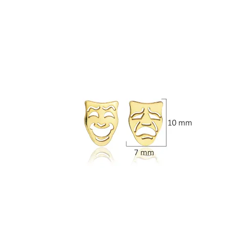 Theatre Mask Plain 925 Sterling Silver Earrings