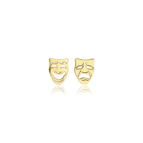 Theatre Mask Plain 925 Sterling Silver Earrings
