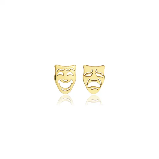 Theatre Mask Plain Silver Stud Earrings Theatre Mask Plain Silver Stud Earrings