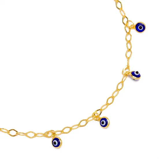Stylish Evil Eye Mirror Chain Women 925 Silver Anklet