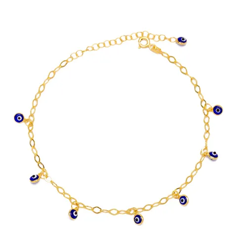 Stylish Evil Eye Mirror Chain Women 925 Silver Anklet