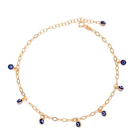Stylish Evil Eye Mirror Chain Women 925 Silver Anklet