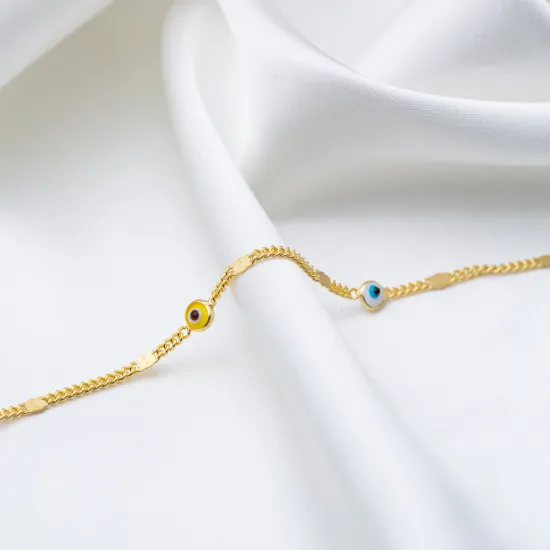 Colorful Evil Eye Gourmet Chain Women 925 Silver Anklet Colorful Evil Eye Gourmet Chain Women 925 Silver Anklet