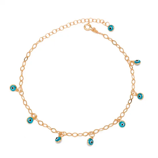 Shaker Evil Eye Mirror Chain Women 925 Silver Anklet
