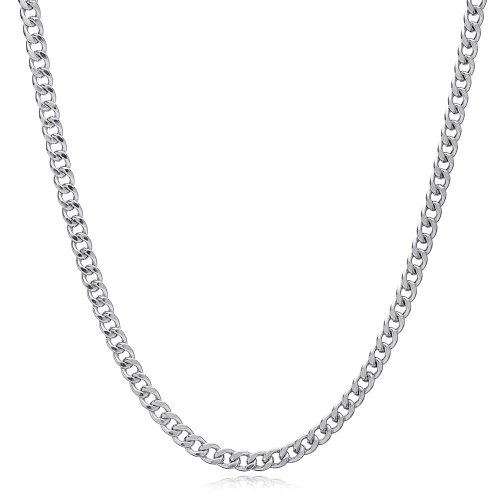 Gourmet Rhodium Plated Chain Sterling Silver Necklace