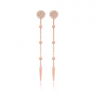 Thin Zircon Stone Design Long Earrings