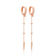 Minimalist Thin CZ Long 925 Sterling Silver Earrings