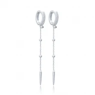 Minimalist Thin CZ Long 925 Sterling Silver Earrings
