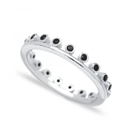 Black Thin Band 925 Sterling Silver Ring