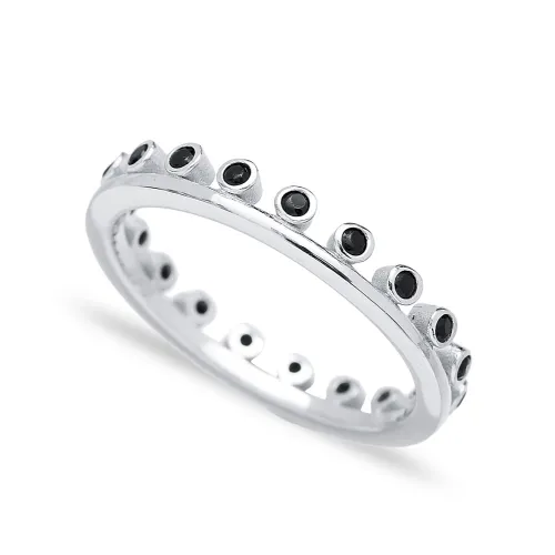 Black Thin Band 925 Sterling Silver Ring