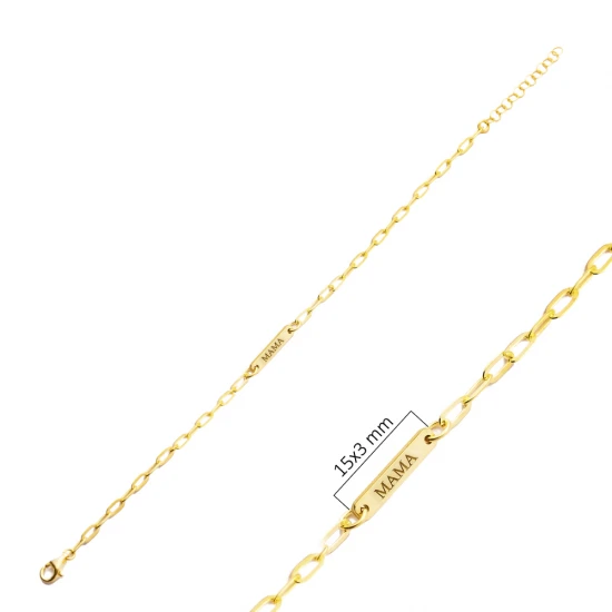 Mama Plain Tag 925 Sterling Silver Bracelet
