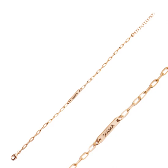 Mama Plain Tag 925 Sterling Silver Bracelet