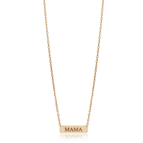 Mama Plain Tag Charm 925 Sterling Silver Necklace
