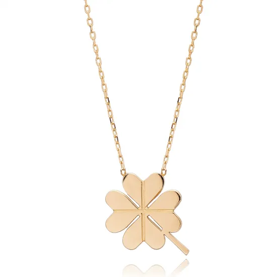 Clover Origami Plain 925 Charm Necklace