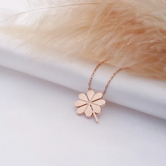 Clover Origami Plain 925 Charm Necklace