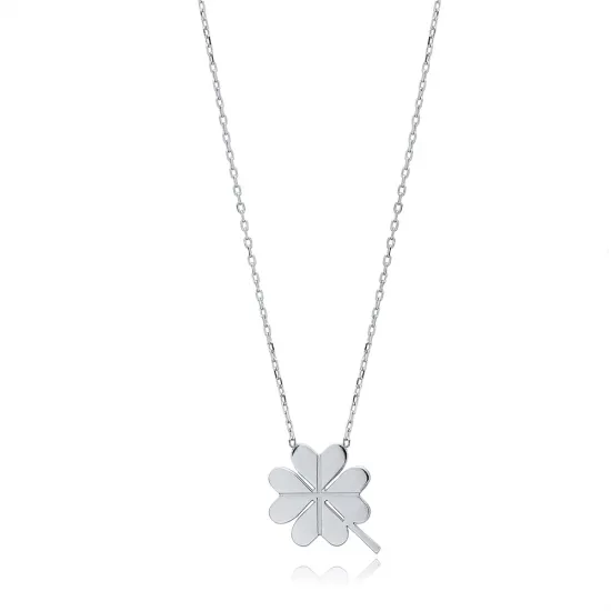 Clover Origami Plain 925 Charm Necklace