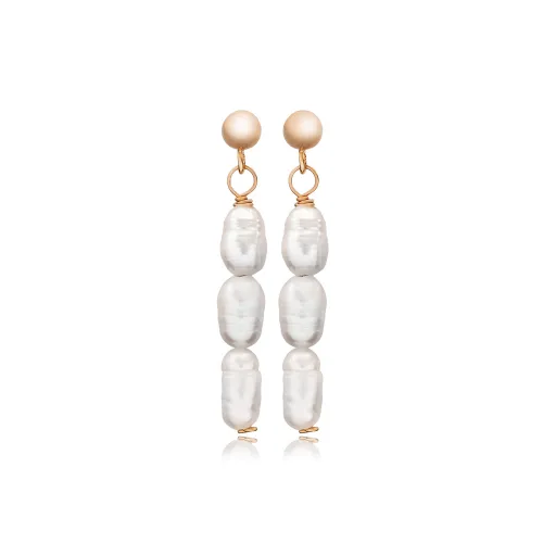 Natural Pearl Design 925 Long Earrings
