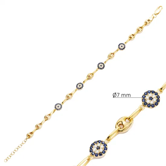 Evil Eye Design Elegant Silver Charm Bracelet Evil Eye Design Elegant Silver Charm Bracelet