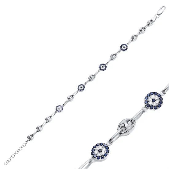 Evil Eye Design Elegant Silver Charm Bracelet Evil Eye Design Elegant Silver Charm Bracelet