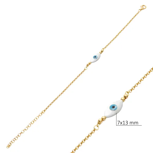 Evil Eye Design Mother of Pearl 925 Silver Charm Bracelet Evil Eye Design Mother of Pearl 925 Silver Charm Bracelet