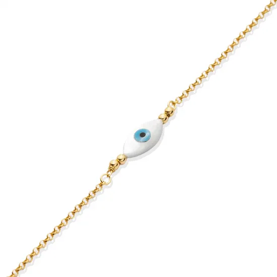 Evil Eye Design Mother of Pearl 925 Silver Charm Bracelet Evil Eye Design Mother of Pearl 925 Silver Charm Bracelet