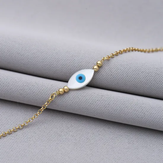 Evil Eye Design Mother of Pearl 925 Silver Charm Bracelet Evil Eye Design Mother of Pearl 925 Silver Charm Bracelet