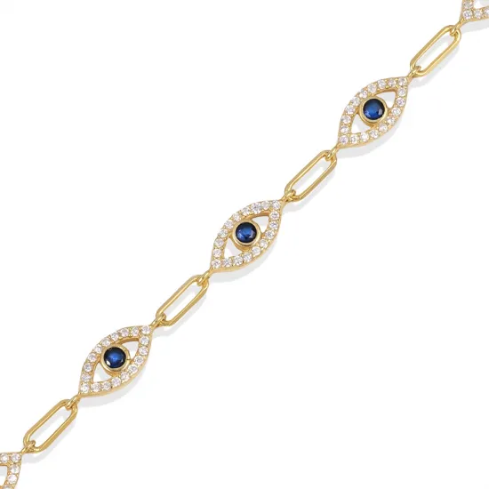 Sapphire Stone Evil Eye 925 Silver Bracelet Sapphire Stone Evil Eye 925 Silver Bracelet