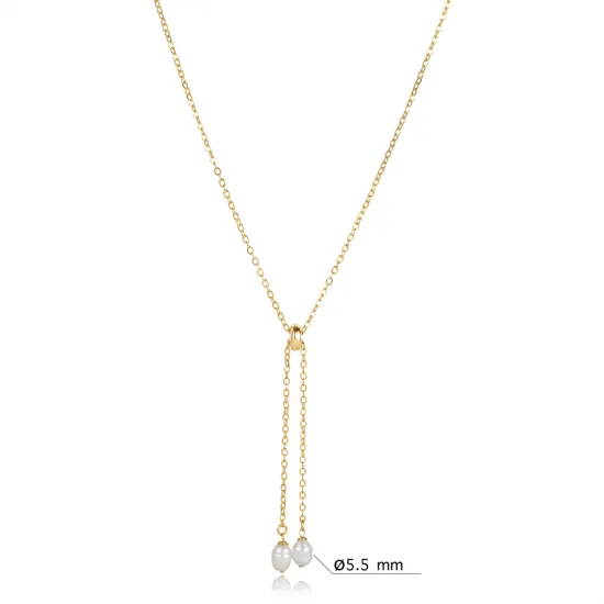 Modern Lariat Pearl Design Charm Necklace