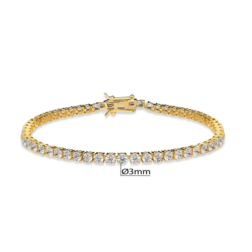 3 mm Round 925 Silver Tennis Bracelet