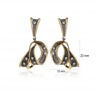 925 Silver Wholesale Two Tone Dangle Earrings