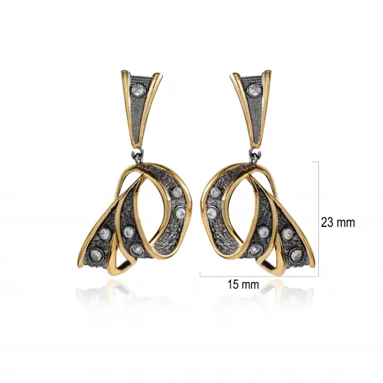 925 Silver Wholesale Two Tone Dangle Earrings