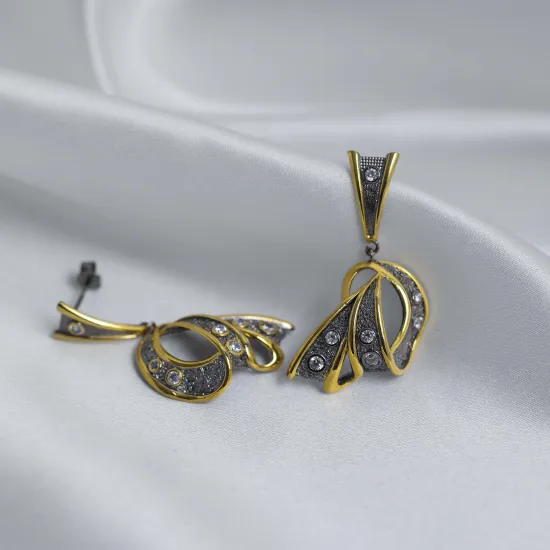 925 Silver Wholesale Two Tone Dangle Earrings