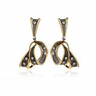 925 Silver Wholesale Two Tone Dangle Earrings